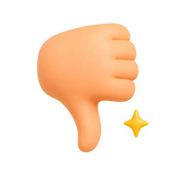 3D Thumbs Down Hand Gesture for Negative Feedback and Dislike Concept