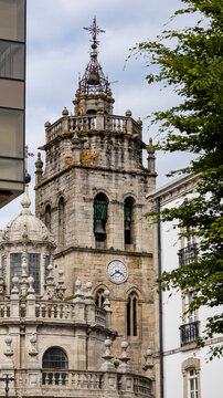 Clock tower of Lugo Cathedral in Galicia Spain