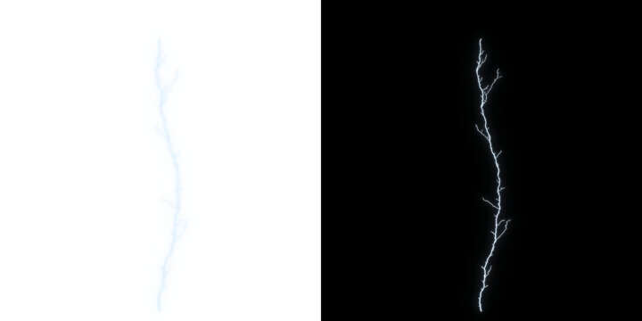 Vector lightning silhouettes set. Elements for thunderstorm design. Electric Branches Root overlay png