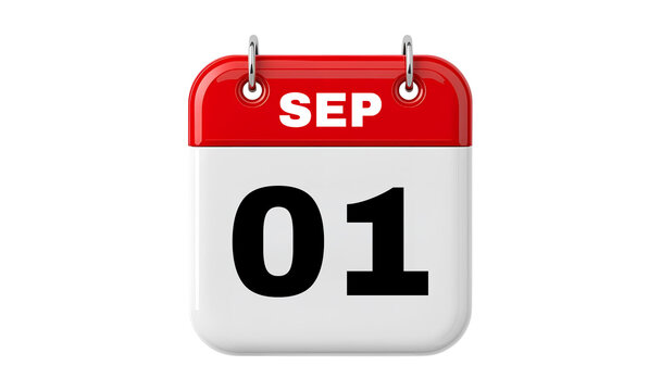 1st September 3D Calendar Icon PNG, Realistic Monthly Calendar, Desk Calendar