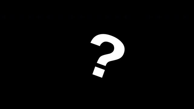 Looping pop up question mark flat animation 4K resolution on transparent background.