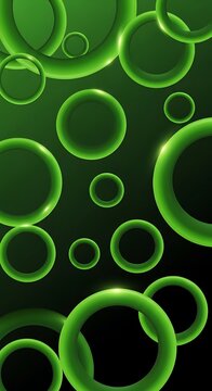 Microscopic view of green algae cells.