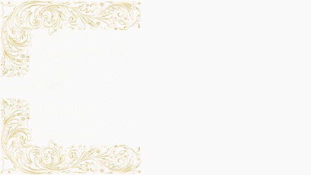 Premium gold, champagne gold, geometric patterns, acanthus, saz leaves, Arabian, Oriental, Ottoman style, wedding, greeting card, patterned background, texture, copy space included.