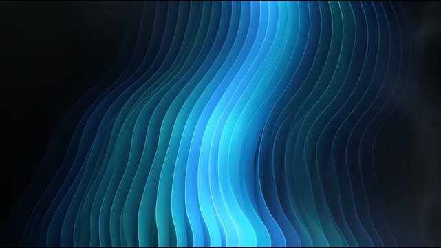 Abstract blue layered waves animation. Digital flowing motion background with light glow.