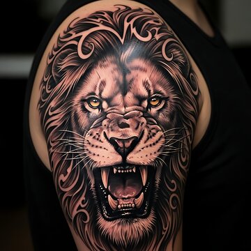Intricate tribal face tattoo art close up.