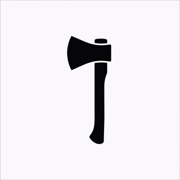 Black axe silhouette icon. Simple hatchet vector symbol for construction and wood tools.