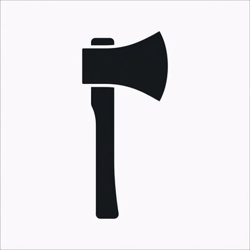 Black axe silhouette icon. Simple hatchet vector graphic for construction and wood tools.