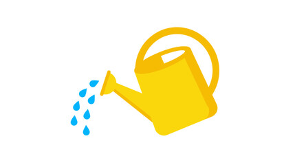Obraz premium Yellow watering can pouring blue water drops