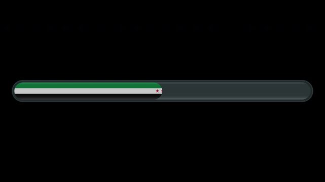 Loading progress bar animation with the Syria flag on a transparent background in 4K