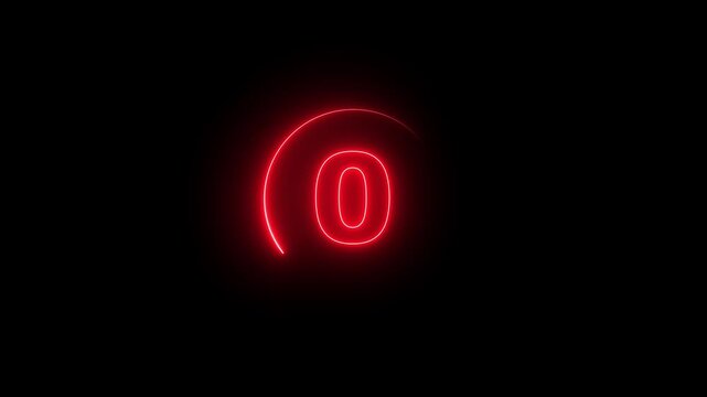 5 second countdown timer animation with neon number text glowing from 5 to 0 with interesting circle animation. Circle countdown timer 5 sec animation.4k video