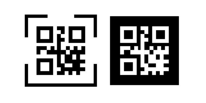 QR Code Vector Icon , Scan Code Symbol for Smartphone, Barcode Scanner, Isolated Vector Illustration