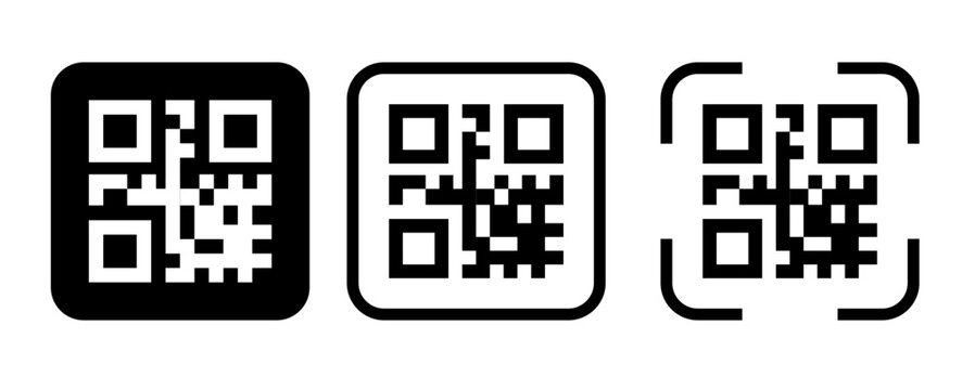 QR Code Vector Icon , Scan Code Symbol for Smartphone, Barcode Scanner, Isolated Vector Illustration