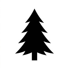 Fototapeta premium Christmas tree silhouette on white background. Minimalist pine icon for holiday design.