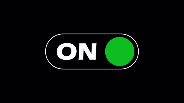 Toggle Switch ON/OFF Animation in 4K Motion Graphics with Alpha Channel User Interface Element Alpha channel.