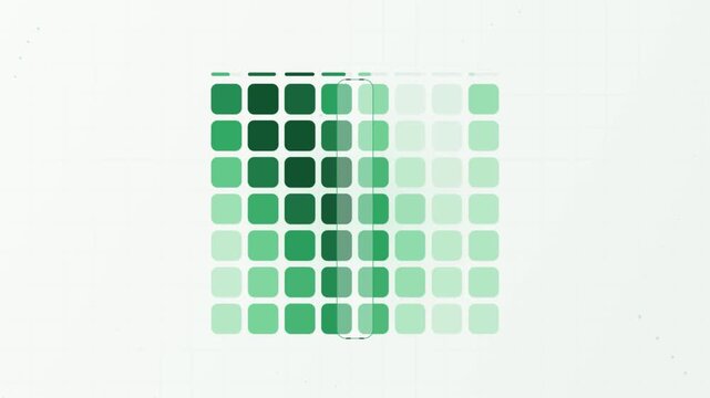 Green square matrix animation loading progress grid digital pattern background
