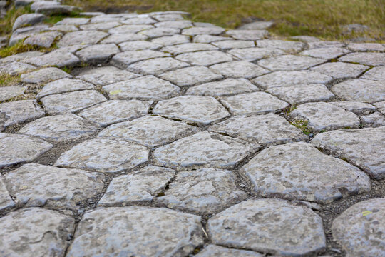 Kirkjugolf Church Floor basalt columns close up in South Iceland