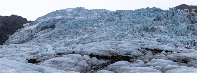Skaftafell Glacier panoramic icefall field with crevasses in South Iceland © Cleop6atra