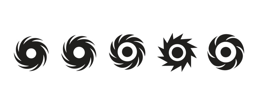 Hurricane And Tornado Vector Icon Set Featuring Typhoon, Cyclone, Storm, Natural Disaster Warning And Weather Symbol Collection.