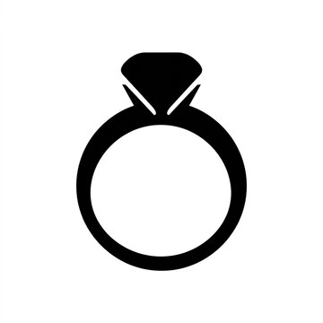 Engagement ring silhouette icon. Diamond jewelry symbol for wedding and marriage design.
