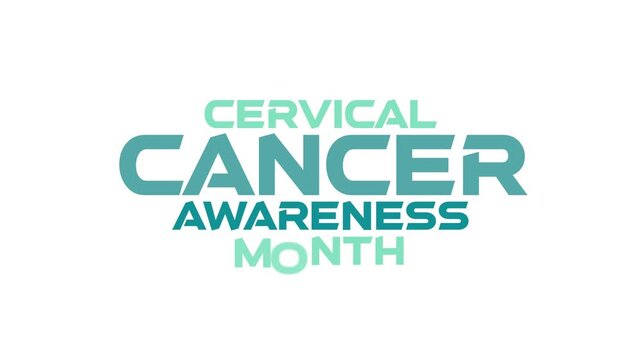 Cervical Cancer Awareness Month cinematic fade in fade out seamlessly looping minimal and colorful text animation on a black or white background perfect for celebrating Cervical Cancer Awareness Month