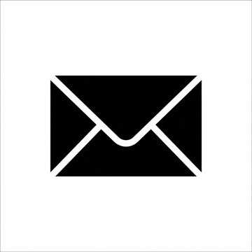 Black envelope icon for email interface. Minimalist mail symbol for digital communication.
