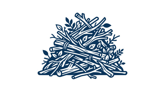 Pile of Twigs and Leaves Illustration
