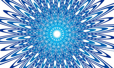 Fototapeta premium Blue abstract radial geometric starburst background. Hypnotic floral optical illusion.