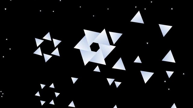 Abstract Geometric Motion Graphic Featuring Rotating Triangle Shapes on Dark Background for Visual Effects