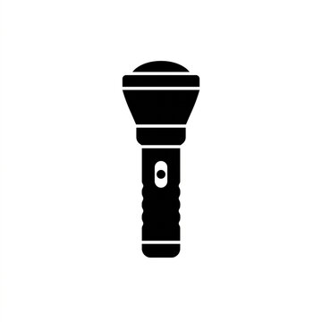 Flashlight icon silhouette. Portable electric torch symbol for search and discovery.