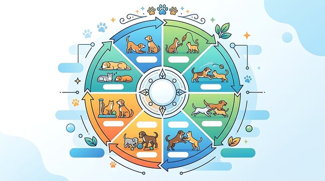 Infographic showing cat and dog lifestyle and social interactions