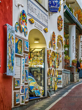 07 23 2026 - Positano, Italy. Picturesque streets of Positano on the Amalfi Coast, Italy, featuring colorful buildings, charming narrow lanes and authentic Mediterranean town atmosphere