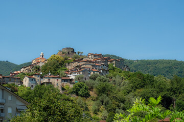 Fototapeta premium Beautiful ancient village of Mulazzo, near Pontremoli, Lunigiana, Tuscany, Northern Italy, Europe