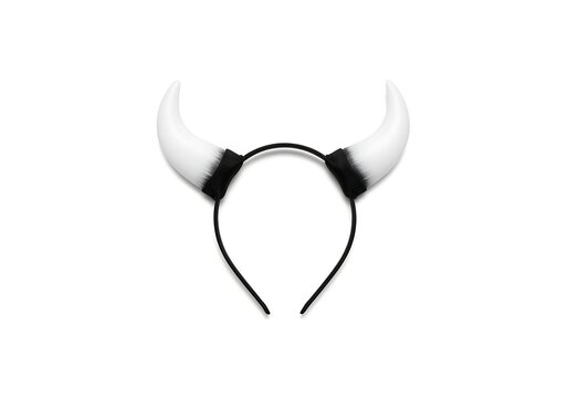 Black devil headband with white fur horns