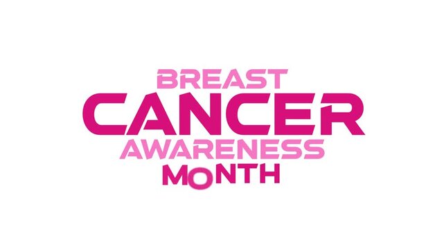 Breast Cancer Awareness Month cinematic fade in fade out seamlessly loopable minimalist and colorful text animation on a black or white background perfect for celebrating Breast Cancer Awareness Month