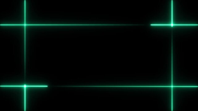 Abstract Glowing Neon line rectangle frame icon animation, rectangle shape on black background. 4k video