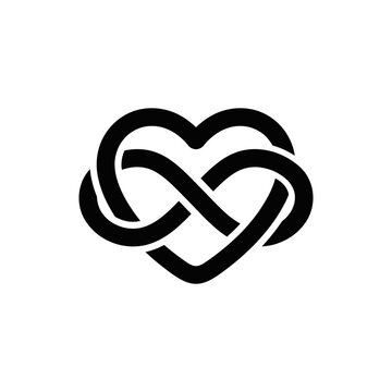 Intertwined heart and infinity symbol Celtic knot design.