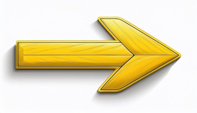 thin yellow right pointing arrow isolated on white background generative ai
