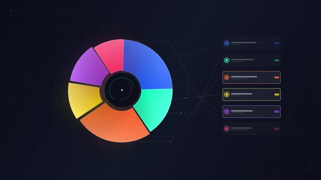 Animated Colorful Pie Chart Infographic Showing Data Statistics