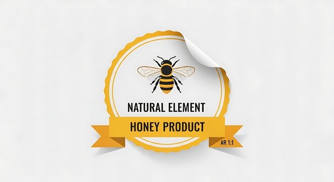 Natural honey product label design with bee.