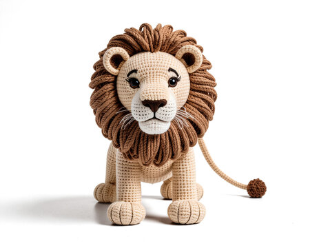 Le&atilde;o amigurumi croch&ecirc; com juba PNG fundo transparente