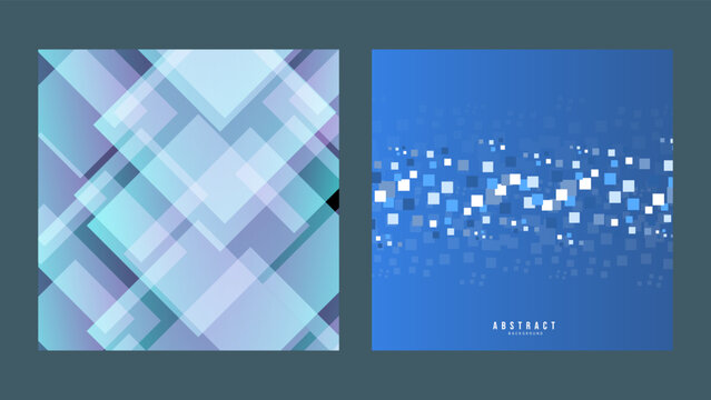 Blue Digital Scattered Squares and Pixels Abstract Background Vector