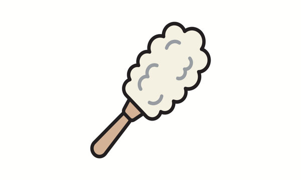 Flat design vector illustration of a feather duster tool for gentle dusting and household care.