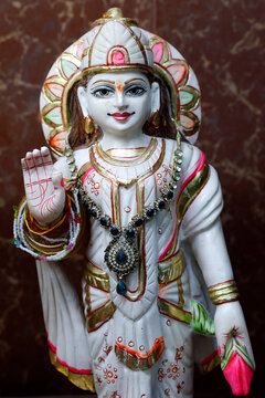 Polychrome Marble Statue of Sita Hindu Deity