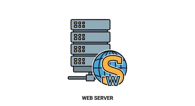 Web server with security firewall protection illustration.