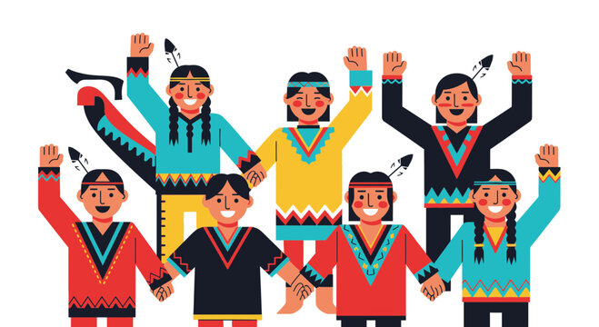 Indigenous People Celebrating Culture Flat Vector Illustration