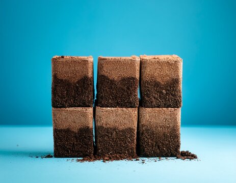 minimalist vertical block soil against light blue background