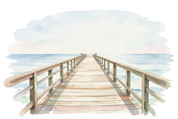 Fototapeta premium Wooden Pier Leading to Calm Ocean Horizon.