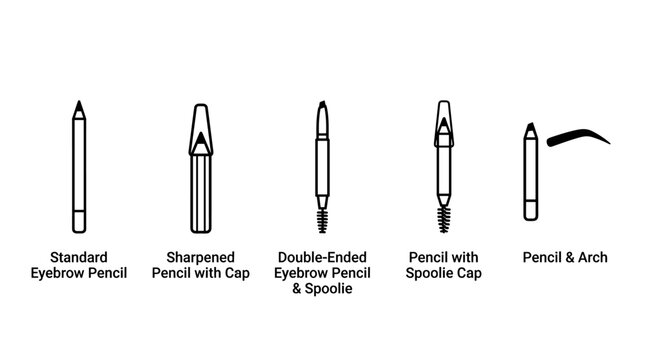 Set of Various Eyebrow Pencil Styles and Types