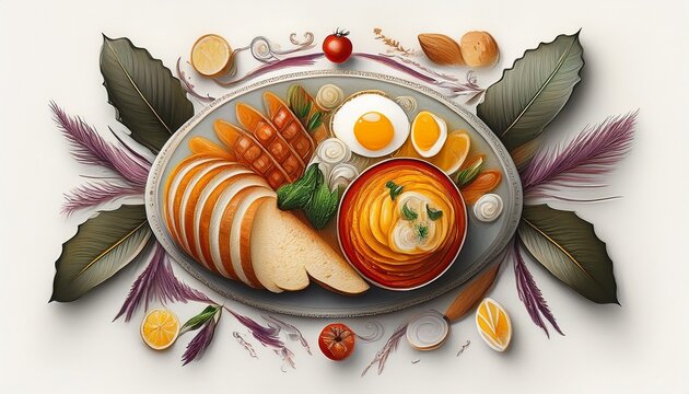 top view of latter art over isolated white background