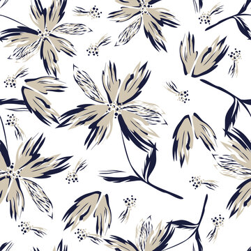 allover vector flowers pattern on brown background